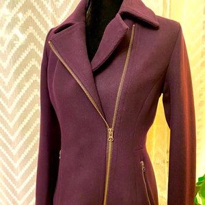Kristen Blake wool asymmetrical zip-up jacket.